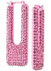 Karl Lagerfeld Paris Color-Coated Pave Square Hoop Earrings - Pink