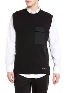 Karl Lagerfeld Paris Contrast Pocket Sweater Vest in Black at Nordstrom