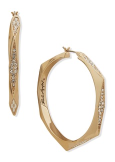 Karl Lagerfeld Paris Crystal Geometric Hoop Earrings in Goldtone/Crystal at Nordstrom Rack