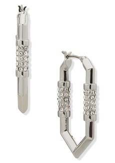 Karl Lagerfeld Paris Crystal Geometric Hoop Earrings in Rhodium/Pearl at Nordstrom Rack