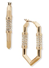 Karl Lagerfeld Paris Crystal Geometric Hoop Earrings in Rhodium/Pearl at Nordstrom Rack