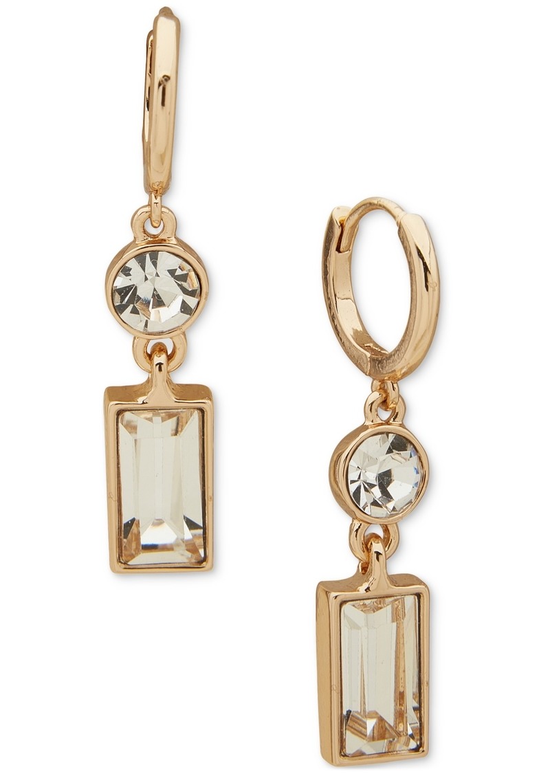 Karl Lagerfeld Paris Crystal Mixed Cut Double Stone Drop Earrings - Gold