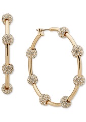"Karl Lagerfeld Paris Crystal Pave Sphere Medium Hoop Earrings, 1.73"" - Gold"