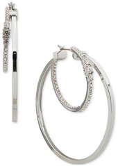 "Karl Lagerfeld Paris Crystal Split Medium Hoop Earrings, 1.8"" - White"