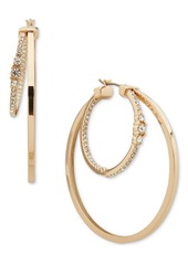 "Karl Lagerfeld Paris Crystal Split Medium Hoop Earrings, 1.8"" - White"