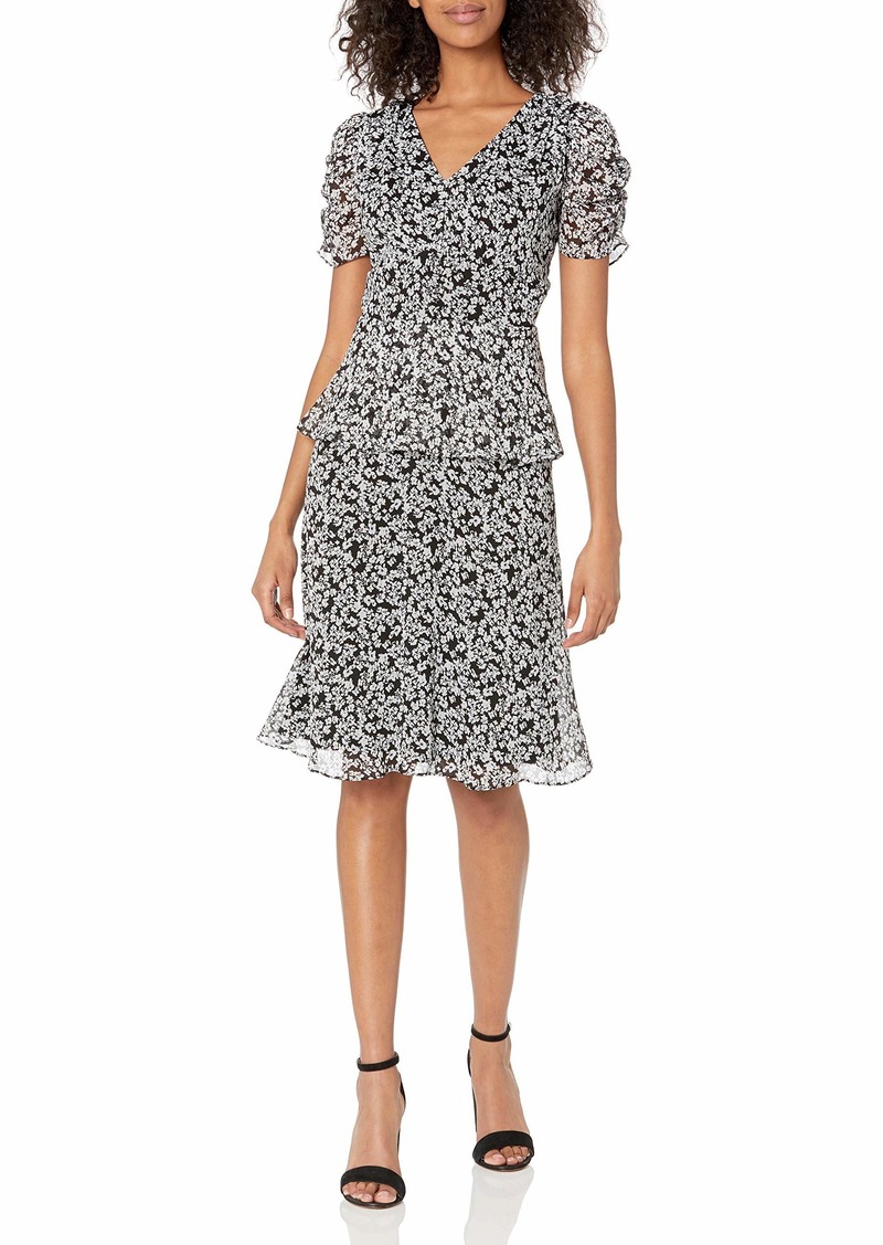 karl lagerfeld paris floral print chiffon dress