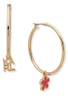 Karl Lagerfeld Paris Enamel Charm Hoop Earrings in Gold/Pink at Nordstrom Rack
