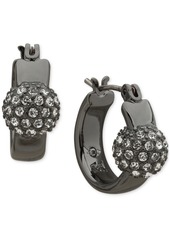 "Karl Lagerfeld Paris Extra-Small Pave Fireball Hoop Earrings, 0.44"" - Green"