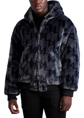 Karl Lagerfeld Paris Faux Fur Reversible Hooded Bomber Jacket
