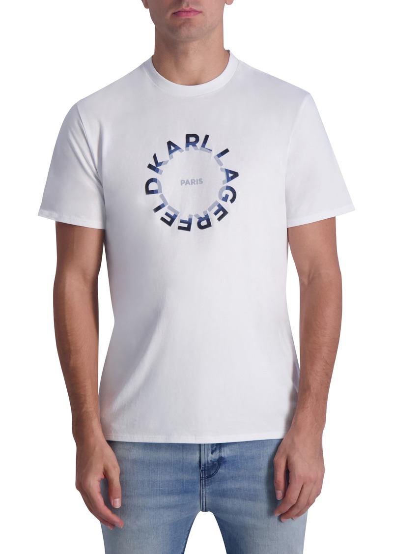 Karl Lagerfeld Paris Flocked Circle Logo T-Shirt in White at Nordstrom Rack