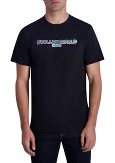 Karl Lagerfeld Paris Flocked Logo Cotton Graphic T-Shirt in Black at Nordstrom Rack
