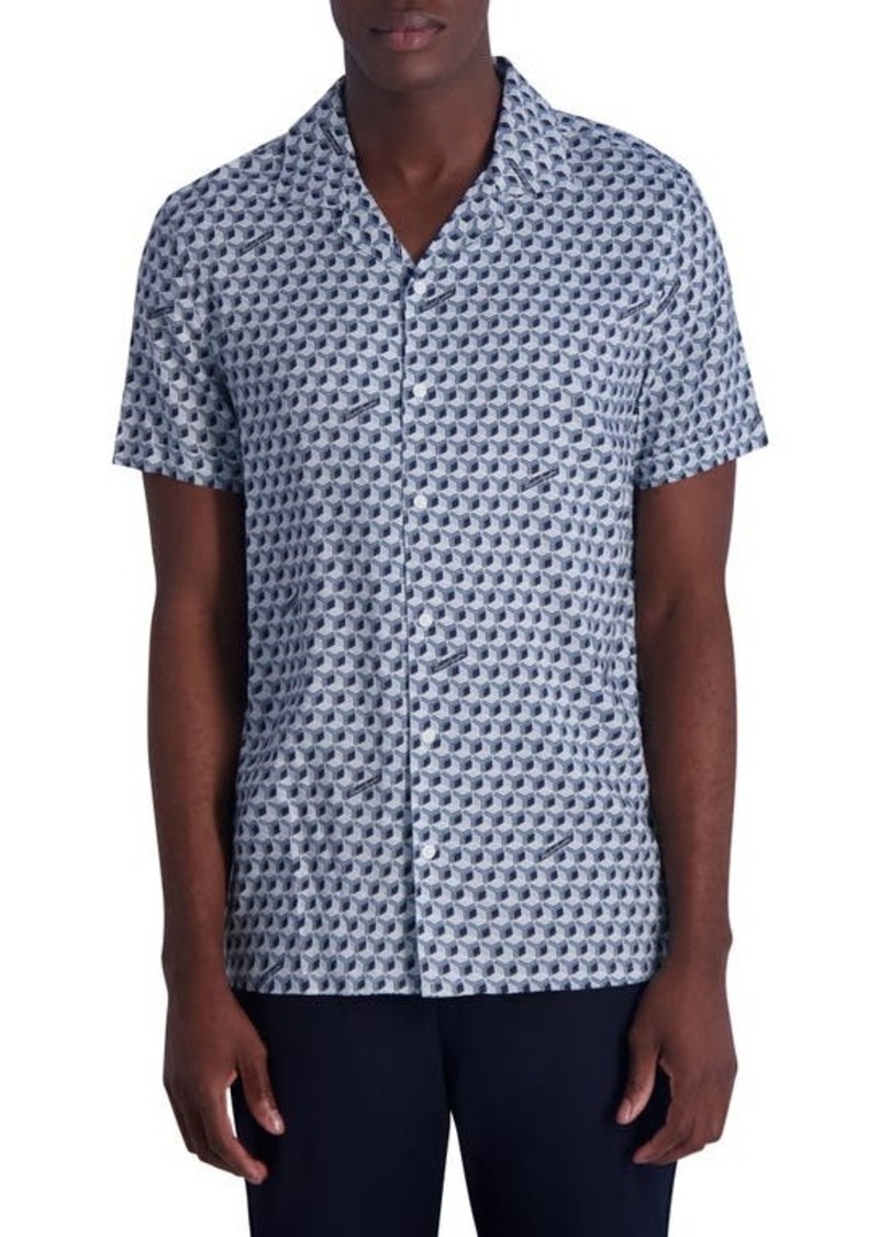 Karl Lagerfeld Paris Geo Print Short Sleeve Button-Up Shirt