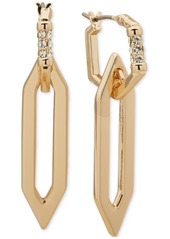 Karl Lagerfeld Paris Geometric Link Charm Pave Hoop Earrings - Gold