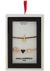 Karl Lagerfeld Paris Gold-Tone 2-Pc. Set Eiffel Tower & Logo Charm Crystal Slider Bracelets - Jet