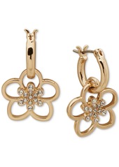 Karl Lagerfeld Paris Gold-Tone Crystal Flower Huggie Hoop Earrings - Crystal Wh