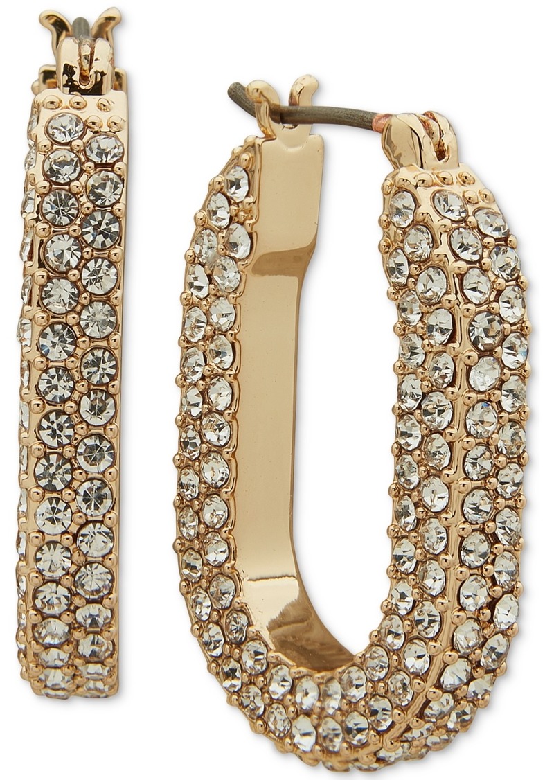 "Karl Lagerfeld Paris Gold-Tone Crystal Pave Small Hoop Earrings, .87"" - Crystal Wh"