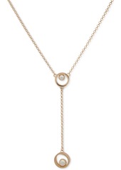 "Karl Lagerfeld Paris Gold-Tone Imitation Pearl Lariat Necklace, 16"" + 3"" extender - Pearl"