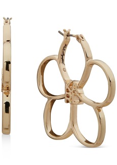 "Karl Lagerfeld Paris Gold-Tone Medium Logo Flower Hoop Earrings, 1.41"" - Gold"