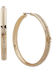 "Karl Lagerfeld Paris Gold-Tone Medium Logo Pave & Color Hoop Earrings, 1.8"" - Gold"