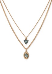 "Karl Lagerfeld Paris Gold-Tone Mixed Stone Layered Pendant Necklace, 16"" + 3"" extender - Pink"