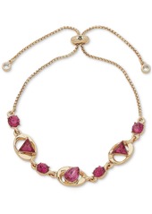 Karl Lagerfeld Paris Gold-Tone Mixed Stone Slider Bracelet - Pink