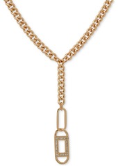 "Karl Lagerfeld Paris Gold-Tone Pave Link Layered Collar Necklace, 16"" + 3"" extender - Clear"