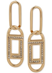 Karl Lagerfeld Paris Gold-Tone Pave Paperclip Link Drop Earrings - Clear