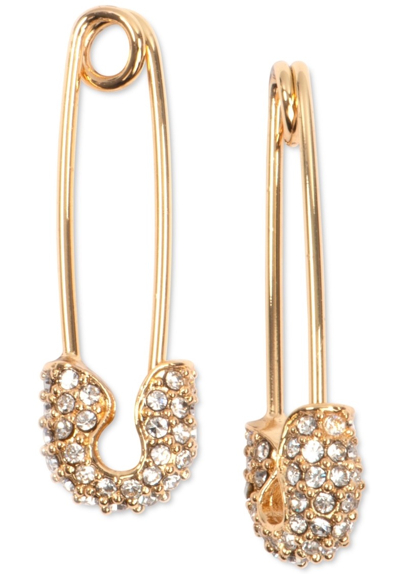 Karl Lagerfeld Paris Pave Safety Pin Drop Earrings - Gold