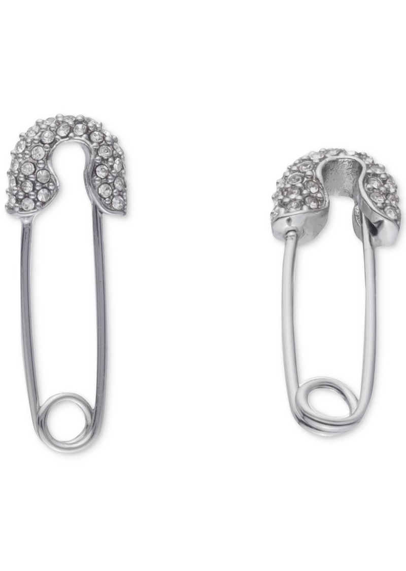 Karl Lagerfeld Paris Pave Safety Pin Drop Earrings - Silver