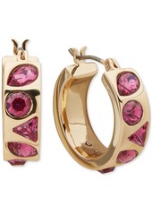 "Karl Lagerfeld Paris Gold-Tone Small Mixed Stone Huggie Hoop Earrings, 0.58"" - Blue"