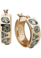 "Karl Lagerfeld Paris Gold-Tone Small Mixed Stone Huggie Hoop Earrings, 0.58"" - Blue"