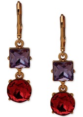 Karl Lagerfeld Paris Gold-Tone Stone Double Drop Earrings - Pink