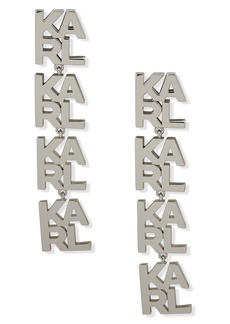Karl Lagerfeld Paris Karl Logo Linear Drop Earrings in Rhodium at Nordstrom Rack