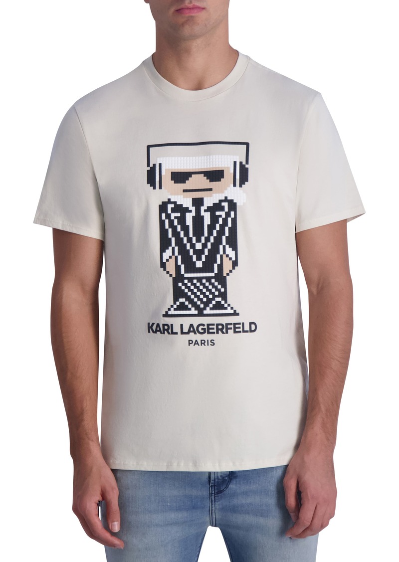 Karl Lagerfeld Paris Kocktail Textured Logo T-Shirt in Natural at Nordstrom Rack
