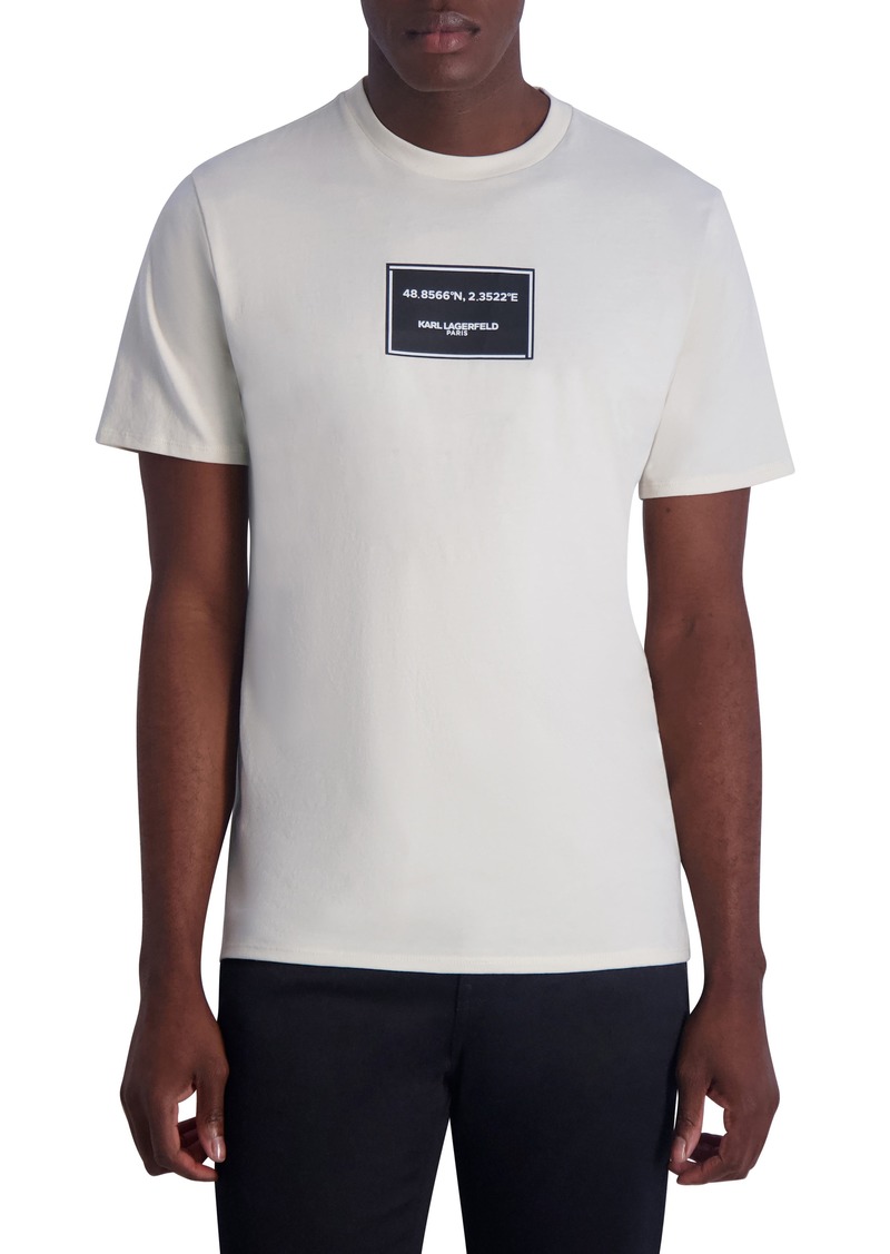 Karl Lagerfeld Paris Latitude Longitude Cotton Graphic T-Shirt in Natural at Nordstrom Rack