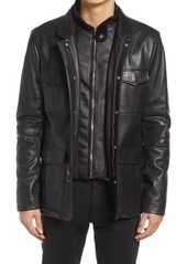 Karl Lagerfeld Paris Leather Blazer Jacket in Black at Nordstrom