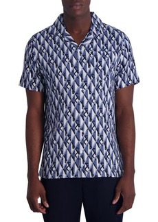 Karl Lagerfeld Paris Logo Geo Print Short Sleeve Button-Up Shirt