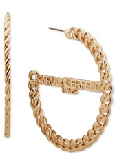 "Karl Lagerfeld Paris Logo Medium Hoop Earrings, 1.83"" - Gold"