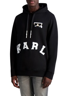 Karl Lagerfeld Paris Logo Pullover Hoodie in Black at Nordstrom Rack
