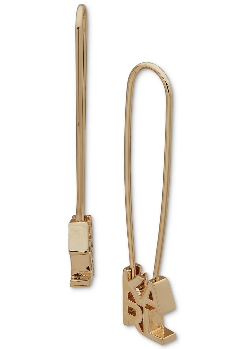 Karl Lagerfeld Paris Logo Safety Pin Threader Earrings - Gold
