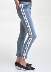 Karl Lagerfeld Paris Women's Contrast Logo Taping Jeans - Blue