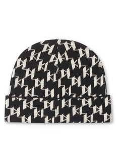 Karl Lagerfeld Paris Men's All Over Kl Logo Beanie