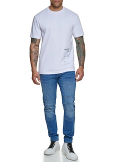 Karl Lagerfeld Paris Men's Colorblock Crewneck Short Sleeve Solid T-Shirt