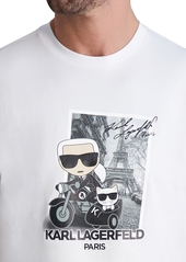 Karl Lagerfeld Paris Men's Cotton Karl & Choupette Graphic T-Shirt - White