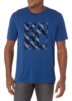 Karl Lagerfeld Paris Men's Stack Striped Logo Crewneck Short Sleeve Solid T-Shirt