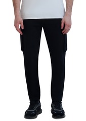 Karl Lagerfeld Paris Men's Fleece Cargo Joggers - Black