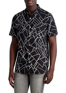 Karl Lagerfeld Paris Men's Geometric Print Short Sleeve Shirt