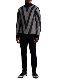 Karl Lagerfeld Paris Men's Jacquard Half Zip Sweater