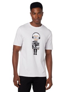 Karl Lagerfeld Paris mens Reflective Karl Chacracter With Headphones Short Sleeve Crew Neck T-shirt T Shirt   US