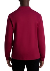 Karl Lagerfeld Paris Men's Signature Logo Long Sleeve Knit Johnny Collar Polo Shirt - Wine